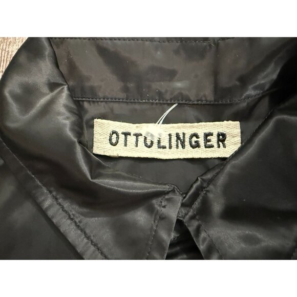 Ottolinger logo patch plastic short sleeve button up shirt size M color Black - Picture 2 of 6